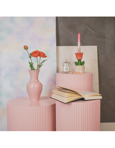 Vase - Col Perle - C?ramique - Rose Clair - 12x12x24cmHousevitamin