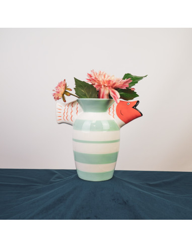 Vase - Poisson - Dolomite - Menthe/Blanc/Orange - 23x12,5x21cmHousevitamin 