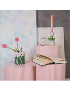 Vase - Tulipes - Dolomite - Rose clair/Vert - 15x15x14cmHousevitamin  2