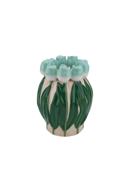 Vase - Tulipes - Dolomite - Menthe/Vert - 14x14x18cmHousevitamin  Vase - Tulipes - Dolomite - Menthe/Vert - 14x14x18cmHousevitamin