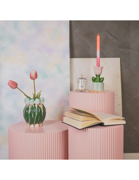 Vase - Tulipes - Dolomite - Menthe/Vert - 14x14x18cmHousevitamin  Vase - Tulipes - Dolomite - Menthe/Vert - 14x14x18cmHousevitamin