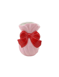 Vase - Noeud - Dolomite - Rose/Rouge - 11x10x16cmHousevitamin
