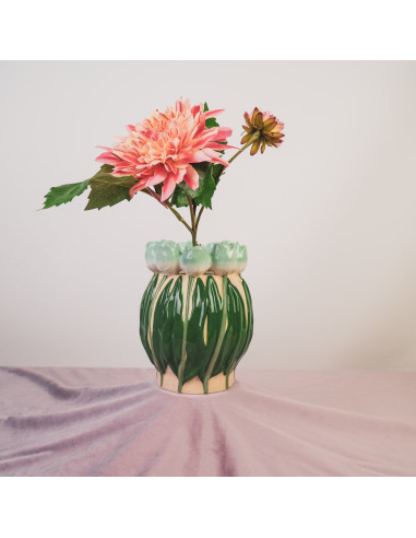 Vase - Tulipes - Dolomite - Menthe/Vert - 14x14x18cmHousevitamin