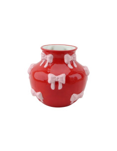 Vase - Vase ? fleurs Rubans - Rouge/Rose - 14,5x14,5x13cmHousevitamin