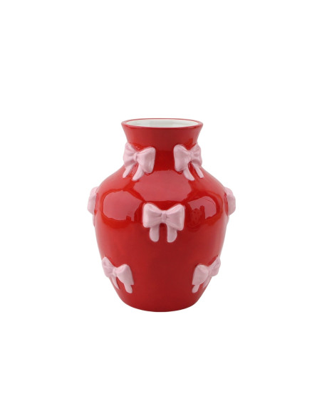 Vase - Vase ? fleurs Rubans - Rouge/Rose - 14x14x19cmHousevitamin 