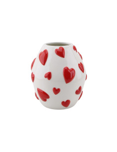 Vase - Vase ? fleurs Coeurs - Blanc/Rouge - 16x16x17,5cmHousevitamin