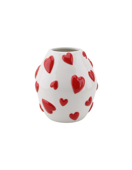 Vase - Vase ? fleurs Coeurs - Blanc/Rouge - 16x16x17,5cmHousevitamin  Vase - Vase ? fleurs Coeurs - Blanc/Rouge - 16x16x17,5cmHousevitamin