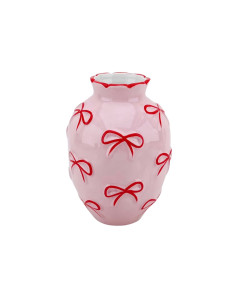 Vase - Vase ? fleurs Rubans - Rose clair/Rouge - 13,5 x 13,5 x 19 cmHousevitamin