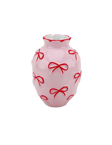 Vase - Vase ? fleurs Rubans - Rose clair/Rouge - 13,5 x 13,5 x 19 cmHousevitamin