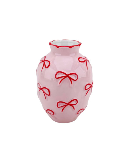 Vase - Vase ? fleurs Rubans - Rose clair/Rouge - 13,5 x 13,5 x 19 cmHousevitamin  Vase - Vase ? fleurs Rubans - Rose clair/Rouge - 13,5 x 13,5 x 19 cmHousevitamin
