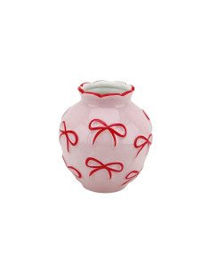 Vase - Vase ? fleurs Rubans - Rose clair/Rouge - 13x13x14cmHousevitamin