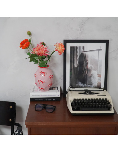 Vase - Vase ? fleurs Rubans - Rose clair/Rouge - 13,5 x 13,5 x 19 cmHousevitamin