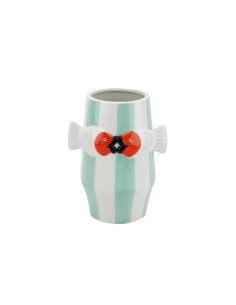Vase - Vase ? fleurs Poisson-Menthe/Blanc/Orange - 14x11,5x18,5cmHousevitamin