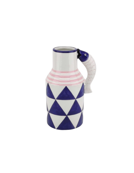 Vase - Pichet Poissons - Bleu/Blanc/Rose - 14x11x21,5cmHousevitamin 