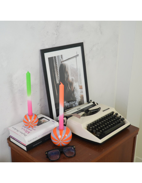 Bougeoir - Vase ? fleurs tourbillonnant - Orange/Lilas - 10x10x10cmHousevitamin 