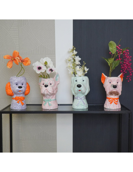 Vase - Vase ? fleurs Chien - Menthe/Lilas - 13x14x21cmHousevitamin 