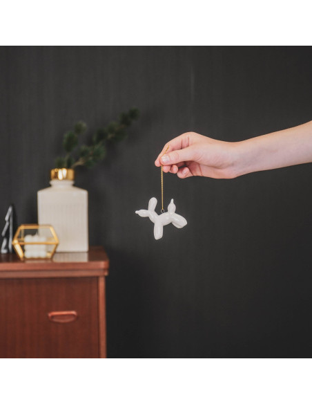 Ornement - Suspension Chien Ballon - Céramique - BlancHousevitamin 