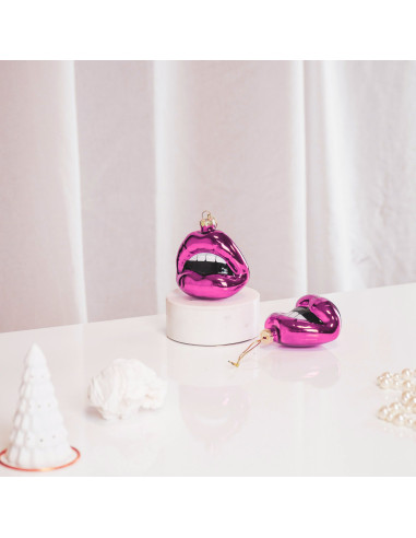 Décoration : pendentif de Noël, lèvre, verre, rose,Housevitamin 