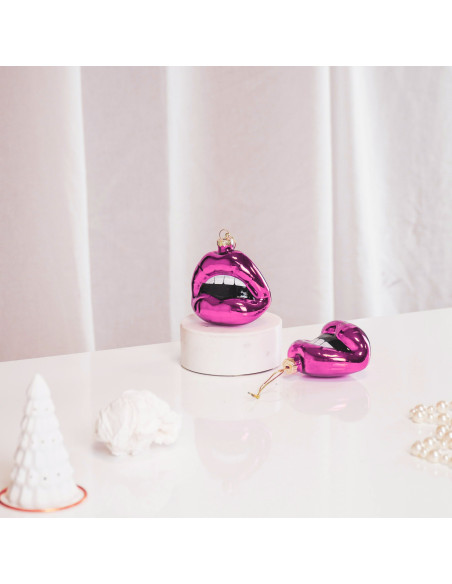 Décoration : pendentif de Noël, lèvre, verre, rose,Housevitamin 