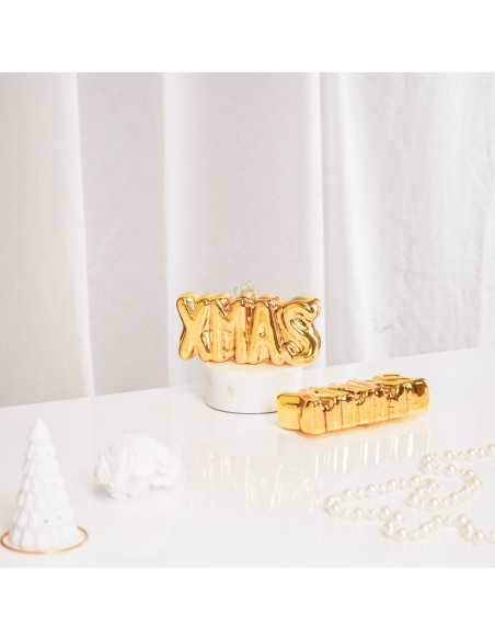 Ornement de Noël Suspendu XMAS - Or - VerreHousevitamin 
