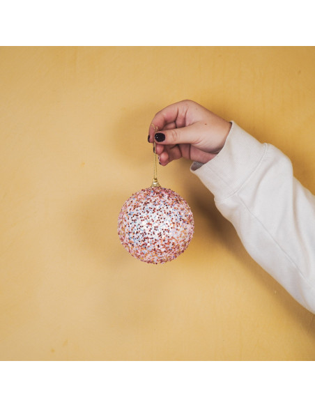 Suspension de Noël, boules de Noël, mousse, paillettes rosesHousevitamin 