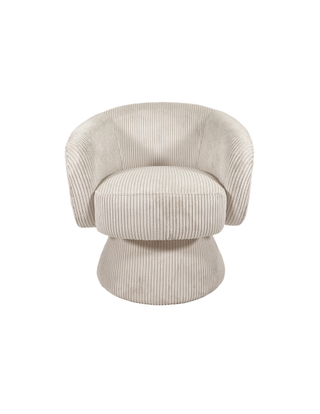 Fauteuil Manon velours côtelé beige pivotant opjet