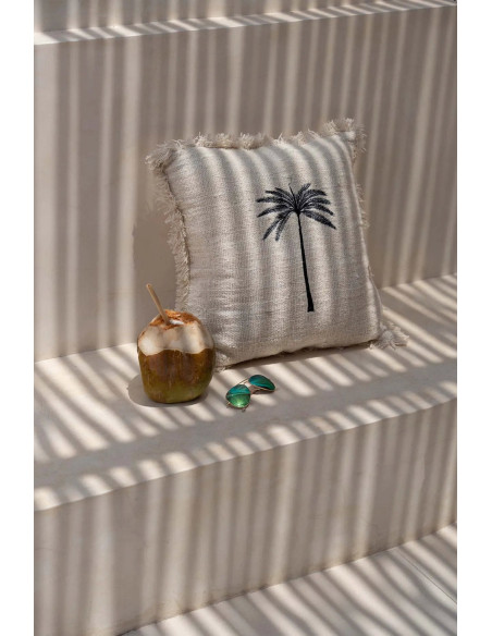 Housse de coussin Gili Palm - Noir naturelBazar Bizar