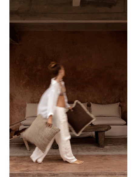 Housse de coussin en lin grain? - Noir naturelBazar Bizar