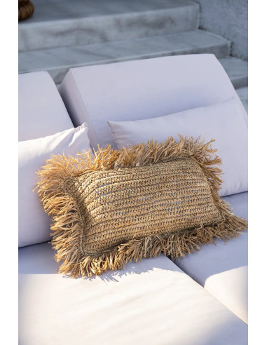 Housse de coussin rectangulaire en raphia naturel - 30 x 50Bazar Bizar