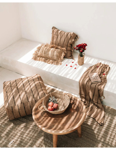 Housse de coussin rectangulaire en raphia naturel - 30 x 50Bazar Bizar