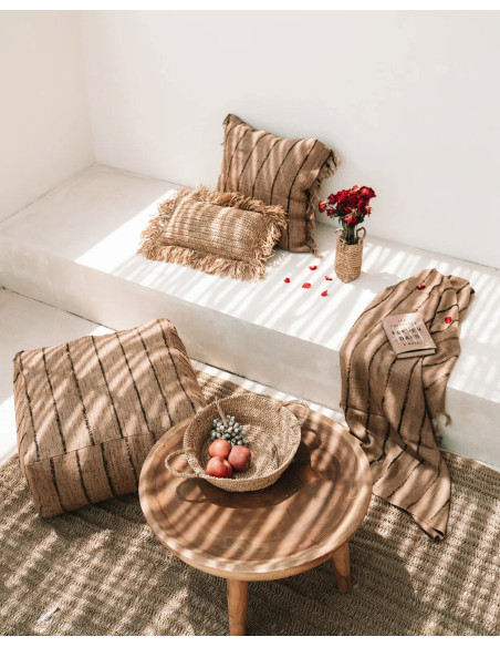 Housse de coussin rectangulaire en raphia naturel - 30 x 50Bazar Bizar