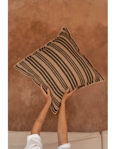 Housse de coussin ? rayures nordiques - Noir naturel - 50x50Bazar Bizar