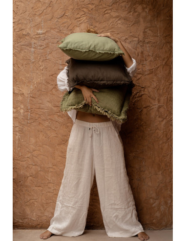 Housse de coussin ? franges jungle - VerteBazar Bizar