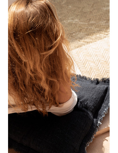 Housse de coussin ? franges azur - Bleu indienBazar Bizar