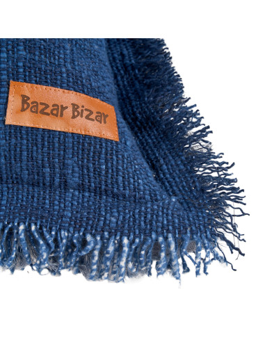 Housse de coussin ? franges azur - Bleu indienBazar Bizar