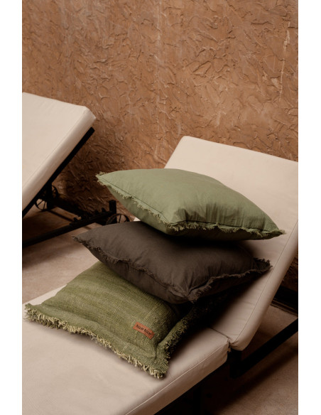 Housse de coussin ? franges jungle - VerteBazar Bizar