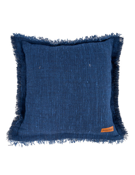 Housse de coussin ? franges azur - Bleu indienBazar Bizar