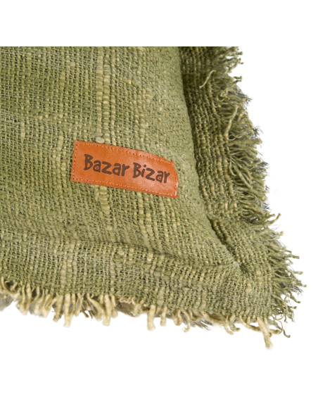 Housse de coussin ? franges jungle - VerteBazar Bizar