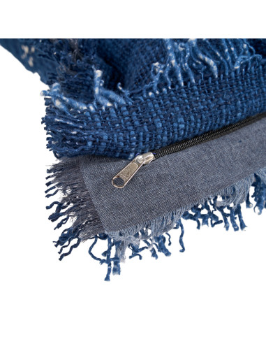 Housse de coussin ? franges azur - Bleu indienBazar Bizar