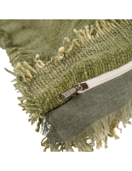 Housse de coussin ? franges jungle - VerteBazar Bizar