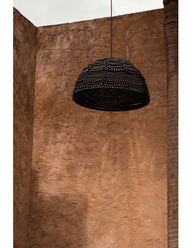 Pendentif en forme de d?me de perles en bois - NoirBazar Bizar