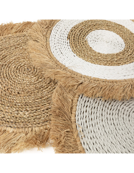 Set de table en raphia  seagrass - Naturel Blanc