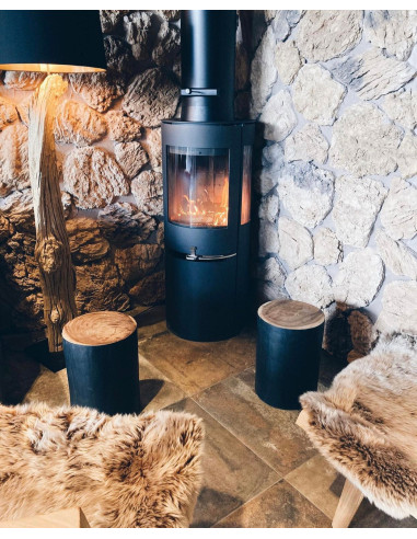 Tabouret/Table d'appoint Tribe - Naturel/noir