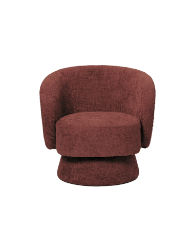 Fauteuil rondeur chenille tissé pivotant rouge opjet