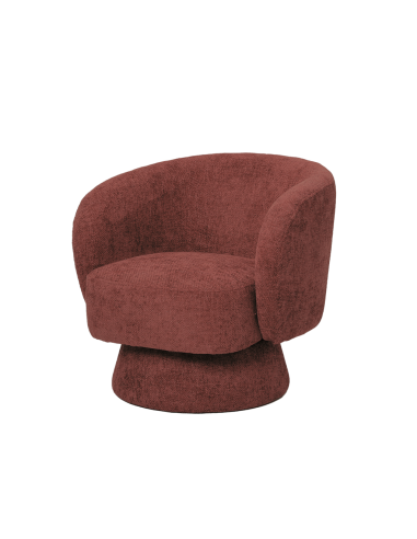 Fauteuil rondeur chenille tissé pivotant rouge opjet