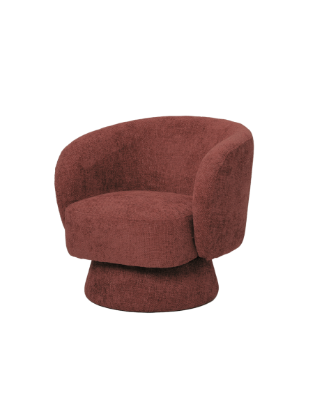 Fauteuil rondeur chenille tissé pivotant rouge opjet