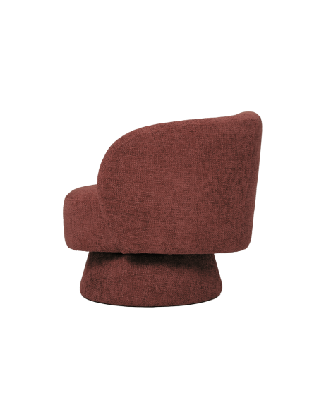 Fauteuil rondeur chenille tissé pivotant rouge opjet
