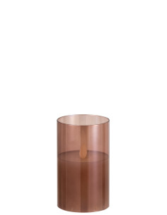 Lampe LED en verre marron brillant petite