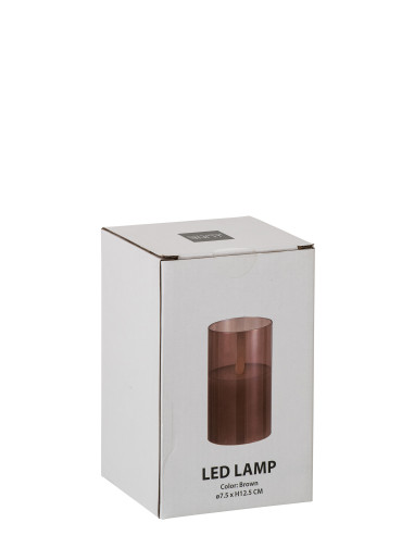 Lampe LED en verre marron brillant petite