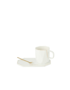 Tasse + Soucoupe + Cuillère Moments Céramique BlancJ-Line